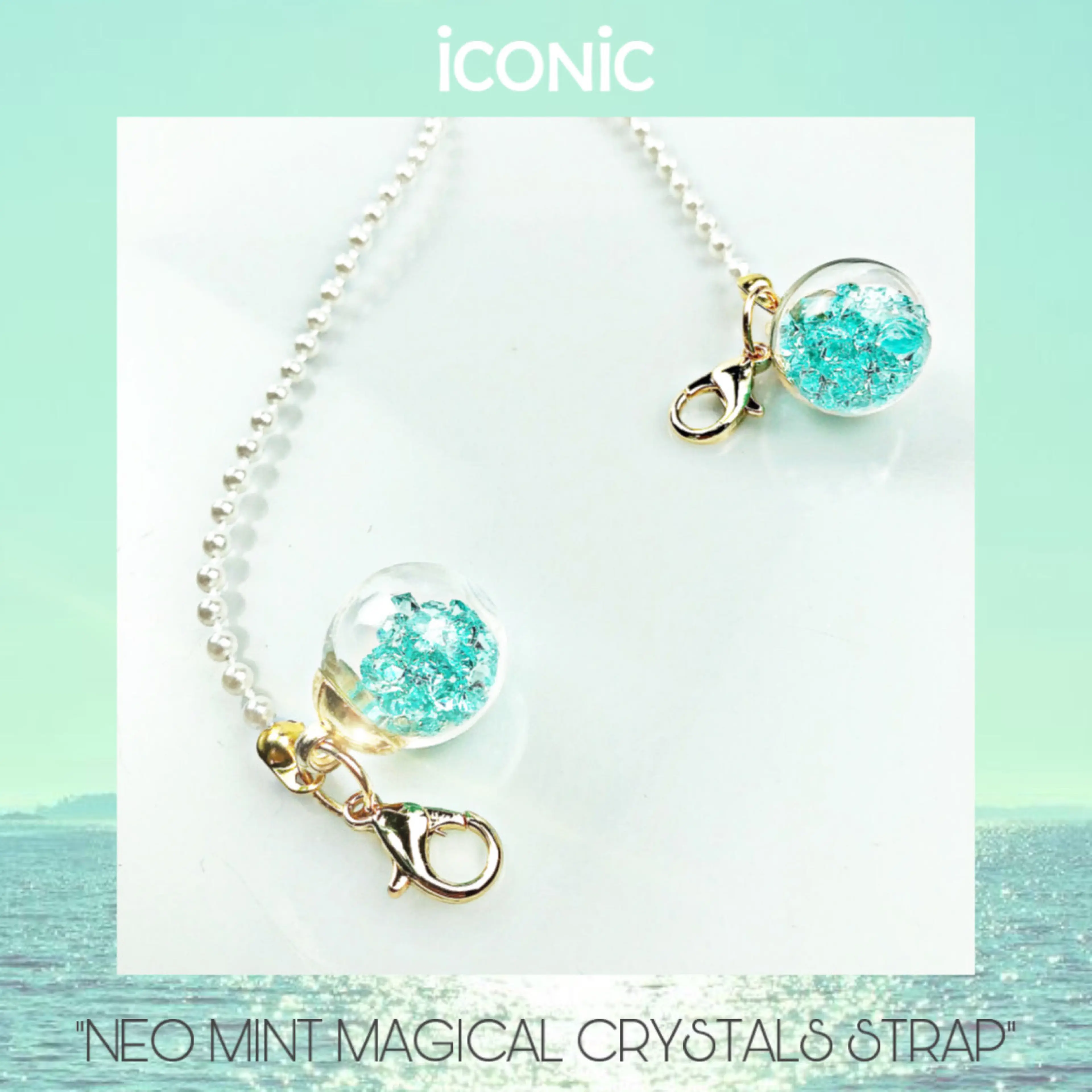 iCONiC NEO MINT CRYSTAL BALLS STRAP #4892 สายคล้องแมสก์ คริลตัล สีมิ้นต์ สายคล้องหน้ากาก สายคล้องหน้ากากอนามัย หน้ากากอนามัย สายคล้อง สายคล้องหรู