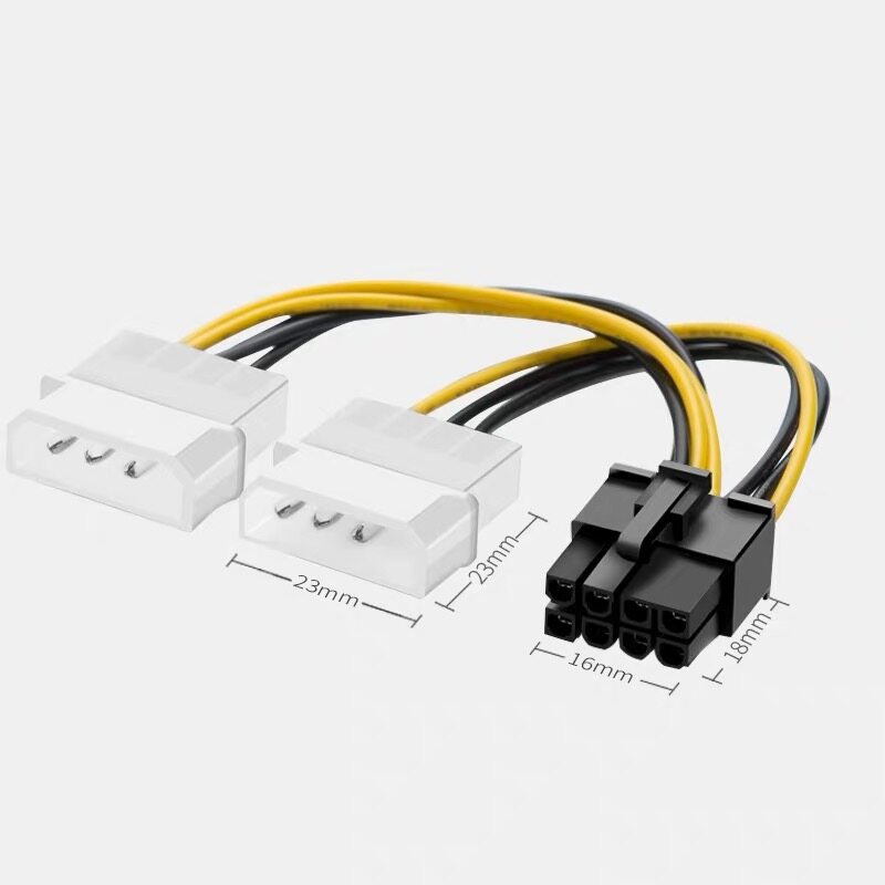 สายแปลง 4 Pin 2 หัวออก 8 Pin 6Pin PCI-E GPU การ์ดจอ กราฟฟิกการ์ด โมเล็กซ์ อแดปเตอร์ Dual Molex LP4 4 Pin to 8 Pin PCI-E Express Converter Adapter Power Cable Wire ความยาว 16 ซม.