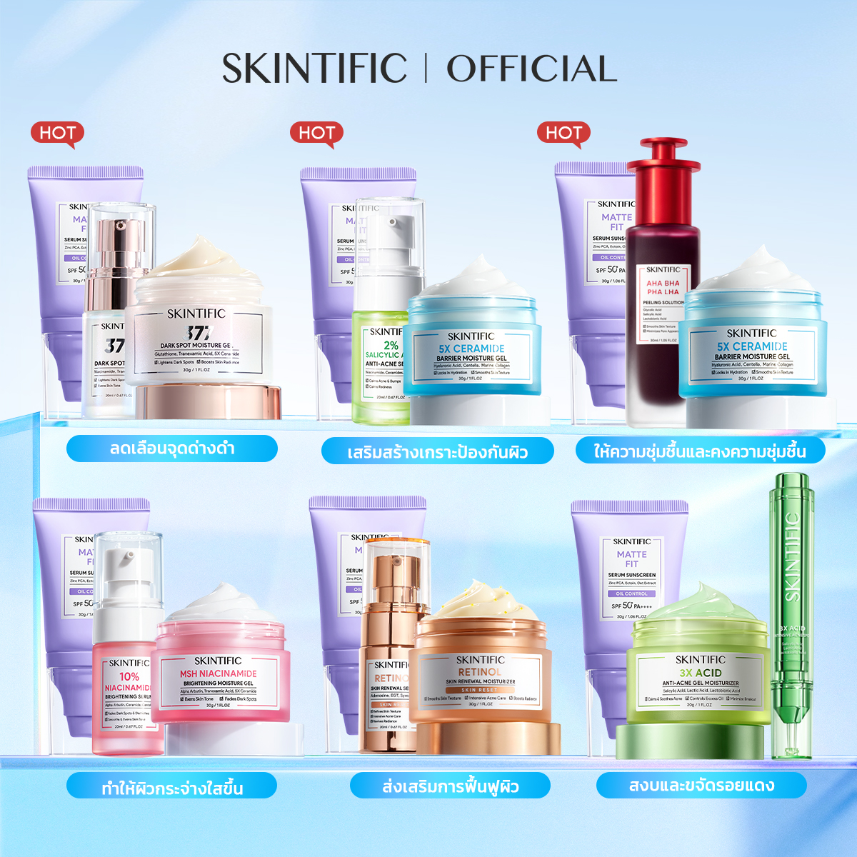 【3Pcs】Skintific Moisturizer Cream Serum 5X Ceramide Moisturizer Skin Cream Niacinamide Retinol Retinol Skincare Set ราคา 869 บาท*ส่งฟรี