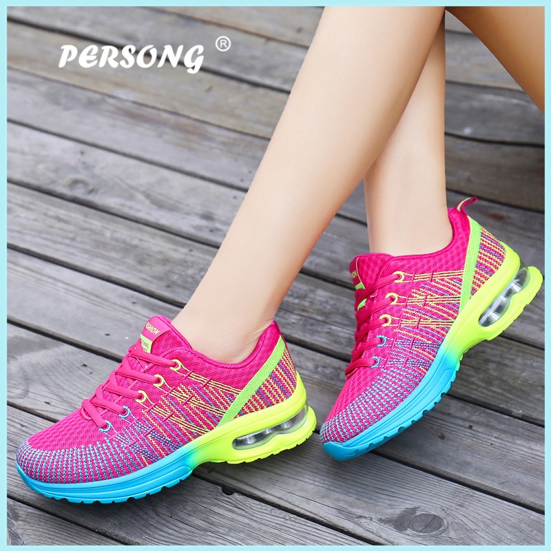 persong กีฬารองเท้าวิ่งกลางแจ้งรองเท้าใส่สบายระบายอากาศได้นักกีฬาน้ำหนักเบาตาข่ายรองเท้าผ้าใบ