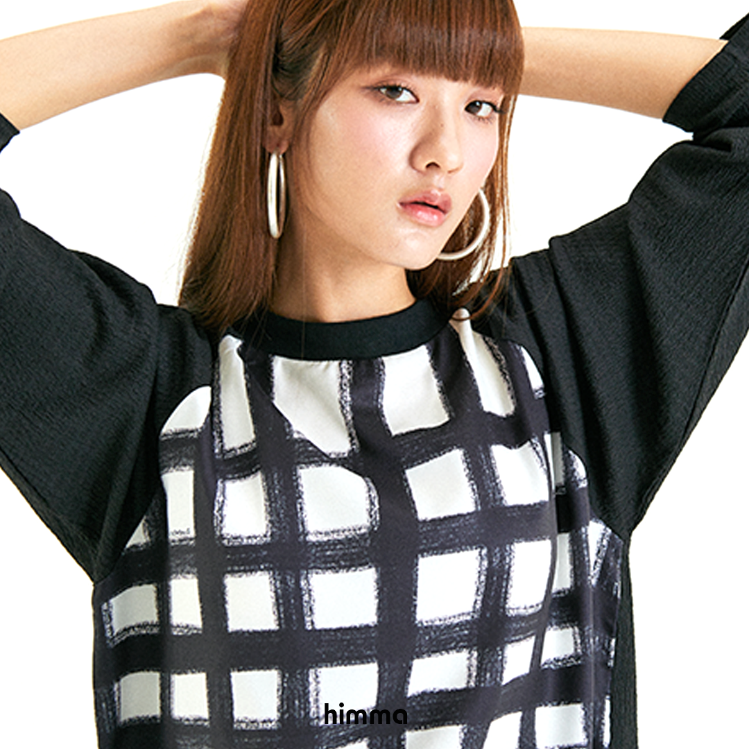 himma "LuckyMe" Raglan Sleeve เสื้อแขนยาวผ้ายืดตกแต่งผ้าพิมพ์ลายตาราง ราคา 1,011 บาท*ส่งฟรี