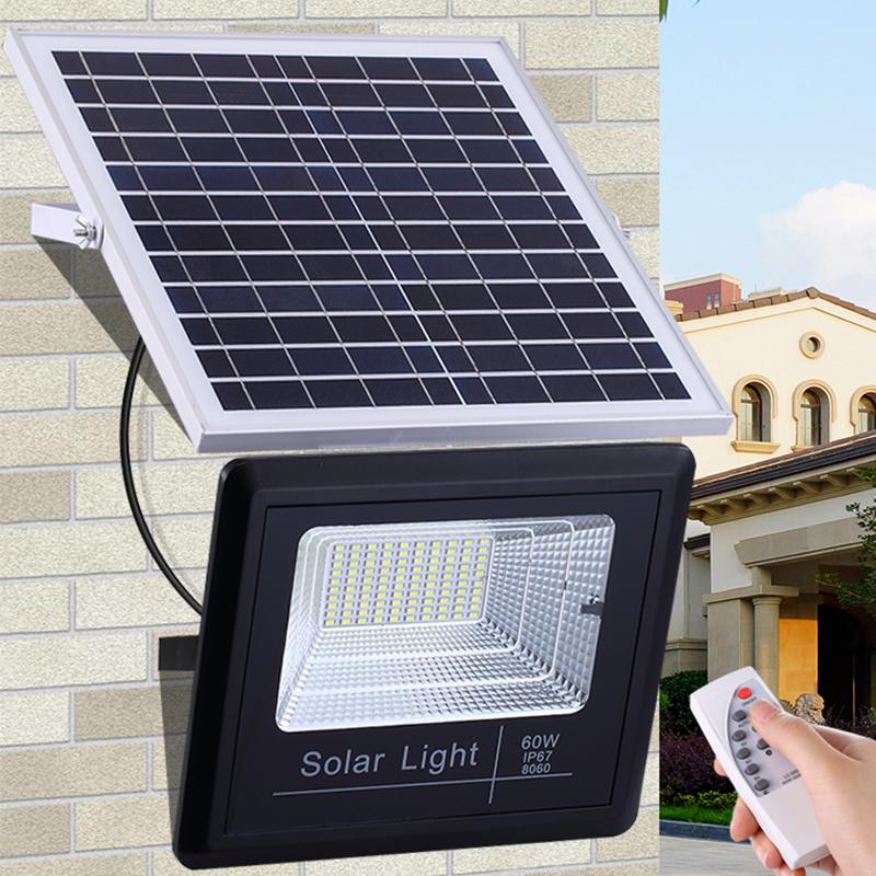 โคมไฟโซล่าเซล สปอร์ตไลน์โซล่าเซลล์ 60W โคมเพชร 60W SOLAR LIGHT 60W โคมไฟสำเร็จรูปกันน้ำพร้อมแบตเตอรี่และแผงโซล่าร์แยก S1132