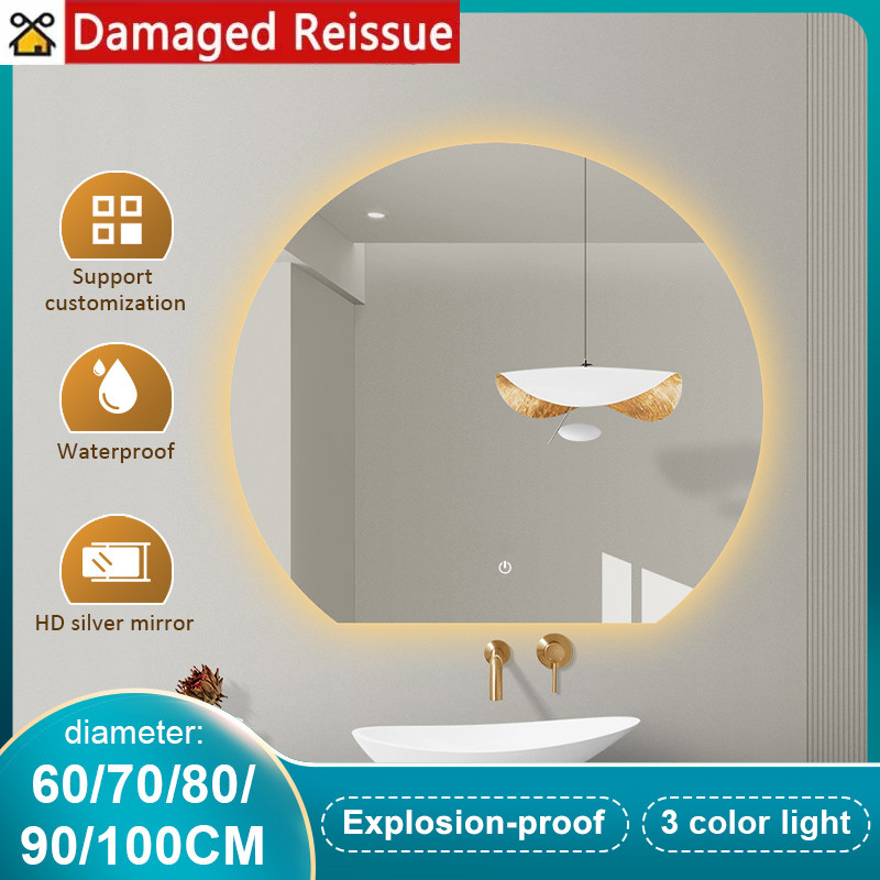 kingdom Personalized Intelligent Bathroom Mirror LED Lighting Luminous Mirror Bedroom Desktop Makeup Mirror Intelligent Touch Mirror Decorative Mirror Living Room Mirror Bathroom Backlight Mirror White Light Warm Light Dimming Mirror Wall Mounted Mirror ราคา 2,500 บาท*ส่งฟรี