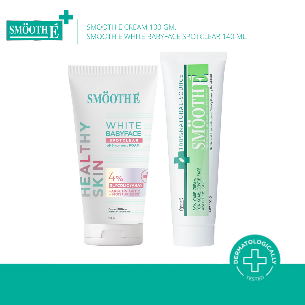 [Great Value Set] Set Ling Orm (Care & Clean) Smooth E Cream 100g. & White Babyface Spotclear 140 Ml. ราคา 1,169 บาท*ส่งฟรี