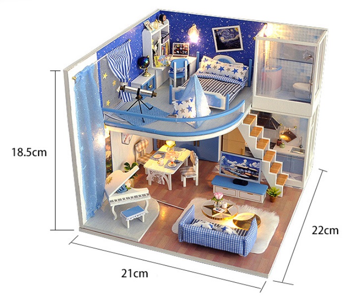 ++เลือกแบบด้านใน++ บ้านตุ๊กตา DIY (ประกอบเอง) พร้อมฝาครอบกันฝุ่นและเครื่องมือ Loft apartment ⭐️⭐️⭐️