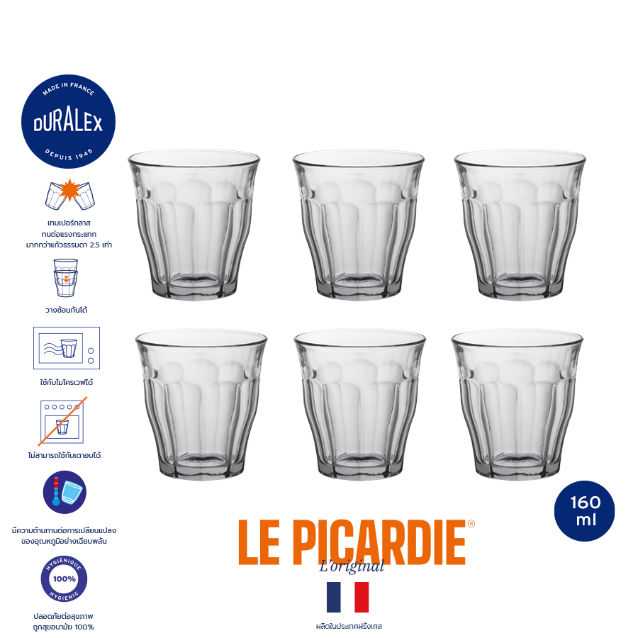 Duralex Picardie 250 ml tumbler set of 6 pcs ราคา 806 บาท*ส่งฟรี