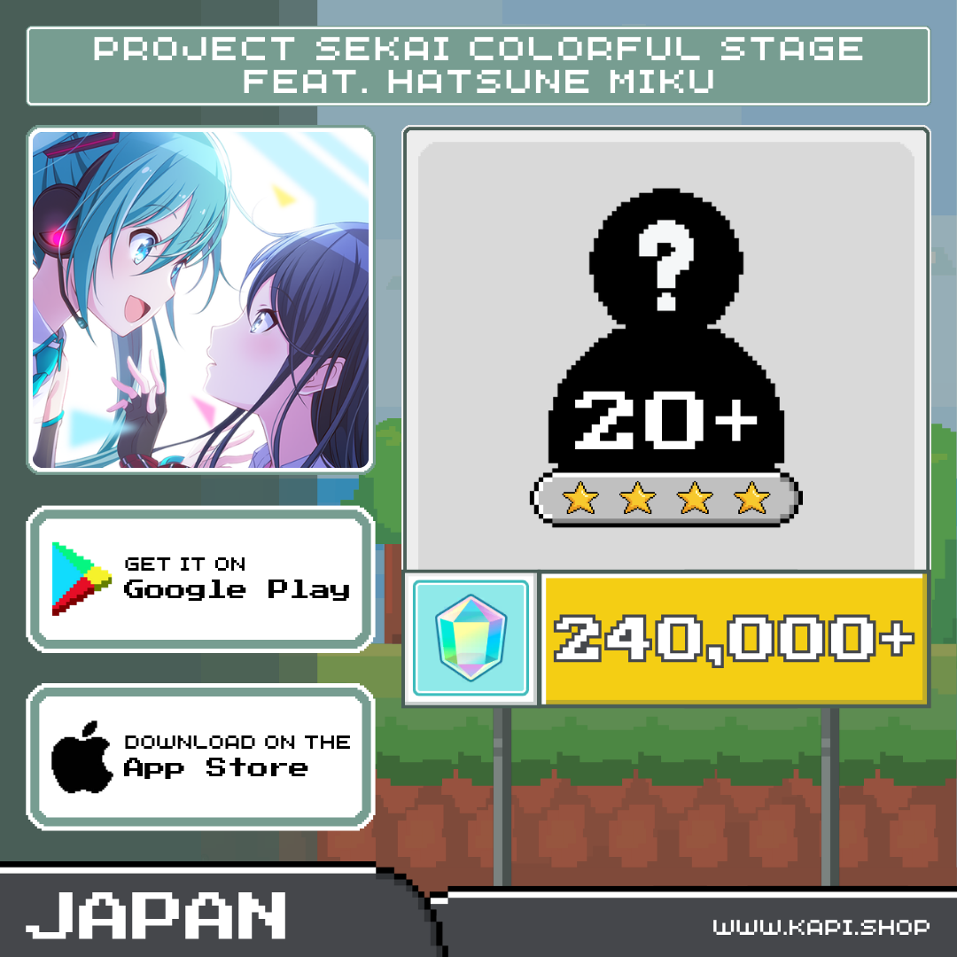 Project Sekai Colorful Stage Feat. Hatsune Miku (Japan) - 240,000+ Crystals + Random 4-Star Characters 20 or More. ราคา 245 บาท*ส่งฟรี