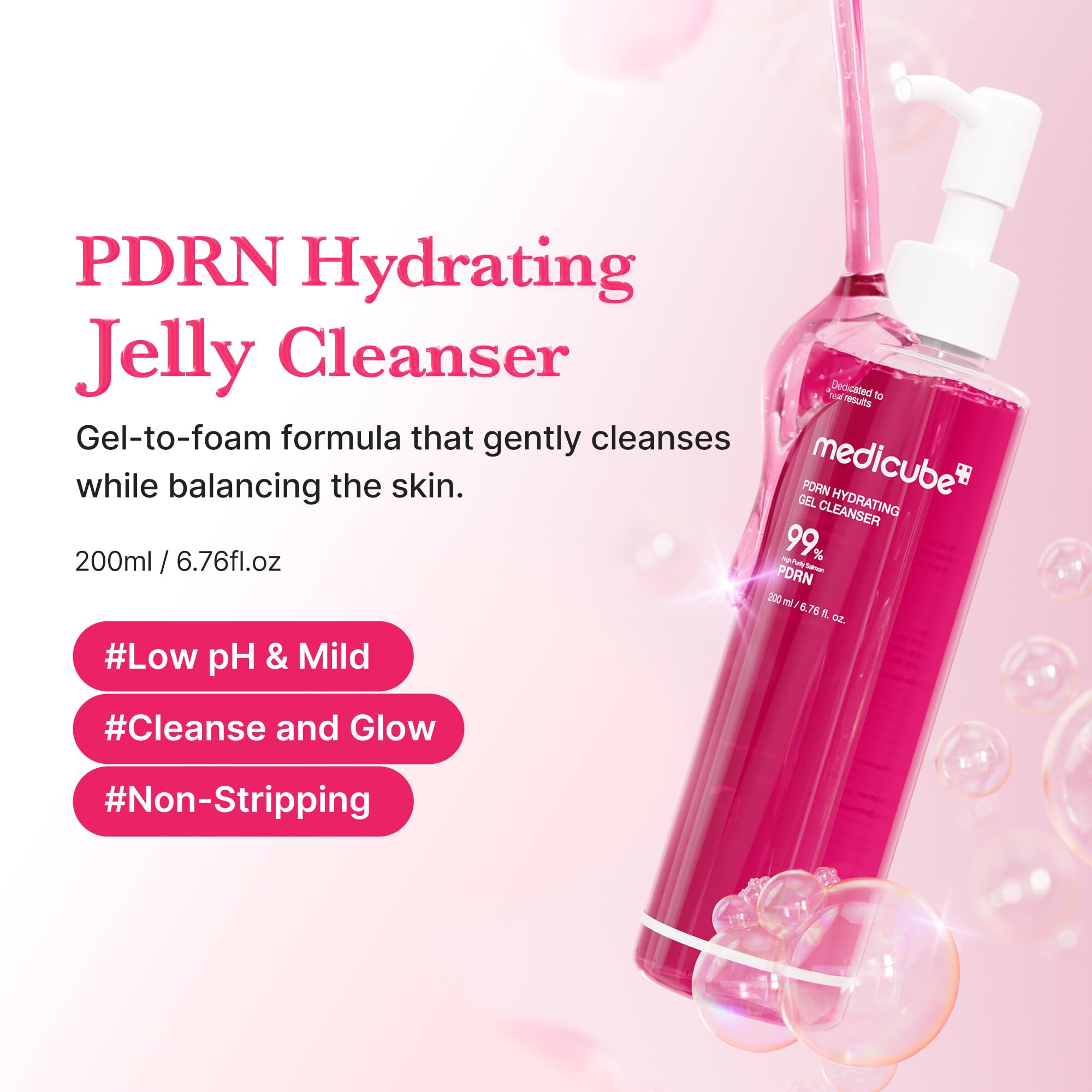 Medicube Pdrn Jelly to Foam Cleanser | Gentle Low Ph Hydrating Cleanser | Hydrating Daily Face Wash with Pdrn, Collagen & Lha for All Skin Types | Korean Skincare, 200ml ราคา 158 บาท*ส่งฟรี