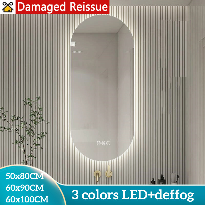 Intelligent LED Oval Mirror In Bathroom Three Color Dimming and Defogging Bathroom Mirror Hotel Apartment Decoration Mirror ราคา 3,200 บาท*ส่งฟรี