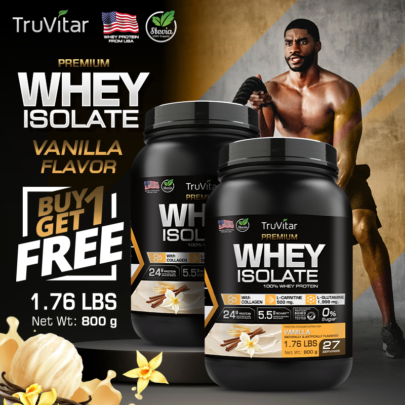 🔥 1 แถม 1 🔥 TruVitar เวย์โปรตีน USA Premium WHEY PROTEIN Vanilla รสวานิลลา ผสมคอลลาเจน ลีนไขมัน กล้ามชัด ดื่มง่าย! ราคา 1,289 บาท*ส่งฟรี