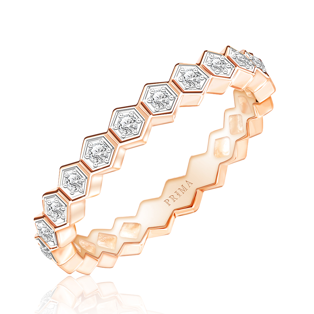 Prima Honeycomb-Shaped Diamond Ring, Honey Bee Collection, 9K Body, Rg Color, Product Code 991R4574-01 ราคา 15,000 บาท*ส่งฟรี
