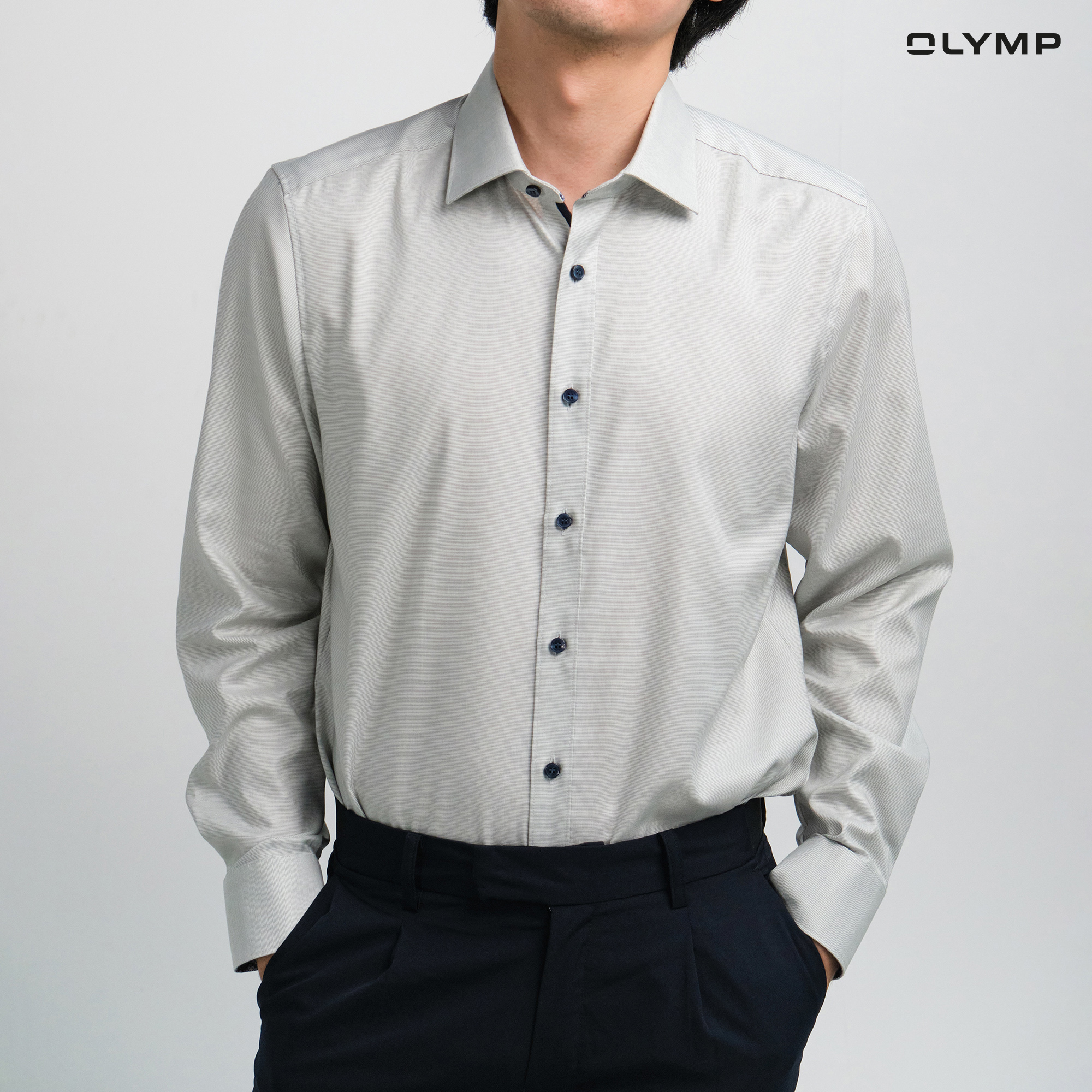 OLYMP Level Five Business shirt, body fit, New York Kent, Putty ราคา 1,330 บาท*ส่งฟรี