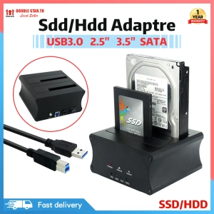 สินค้า 【จัดส่งตลอด 24 ชม】HDD Docking Station สถานีเชื่อมต่อฮาร์ดไดรฟ์แบบ Dual-Bay สำหรับ 2.5/3.5นิ้ว HDD SSD SATA เป็น USB 3.0