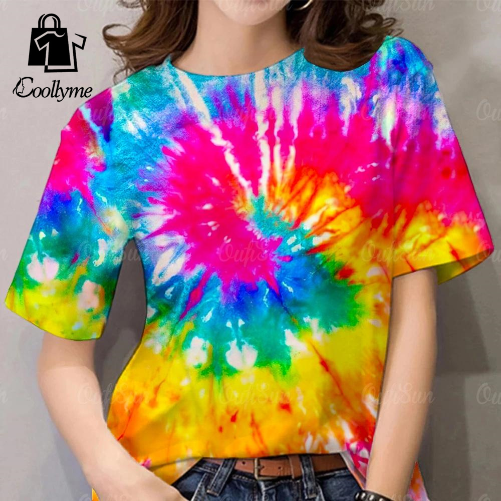 2568 tie dye women's shirt Songkran 2025 round neck casual short sleeve New Year's tops daily clothing ราคา 96 บาท*ส่งฟรี