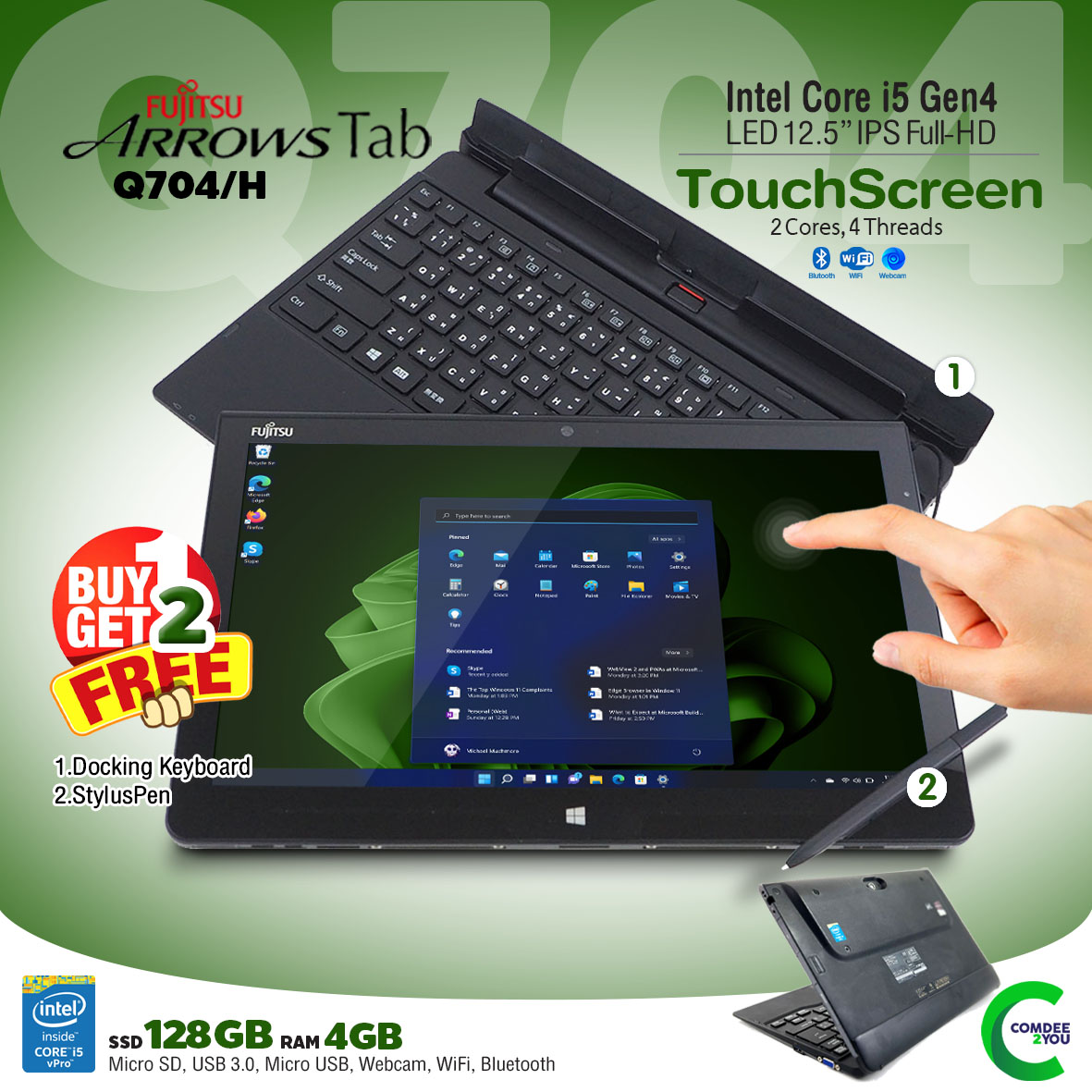 แท็บเล็ต Fujitsu ArrowsTab Q739 - Core i5 GEN 8 /RAM 4GB