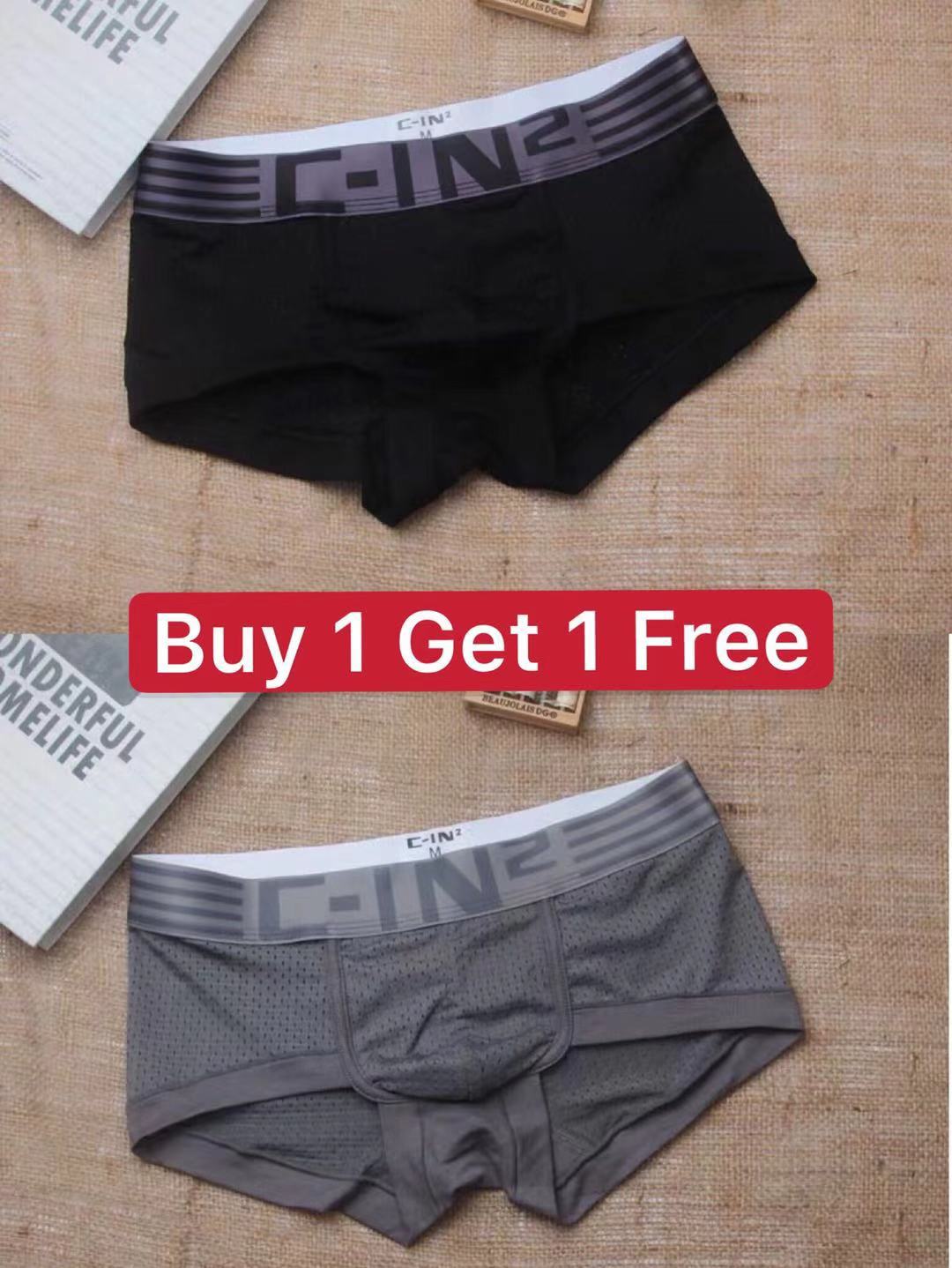 (buy 1 get 1 free )C-IN2 กางเกงในชายboxer ผ้าตะข่ายพานิ่มใส่สบาย
