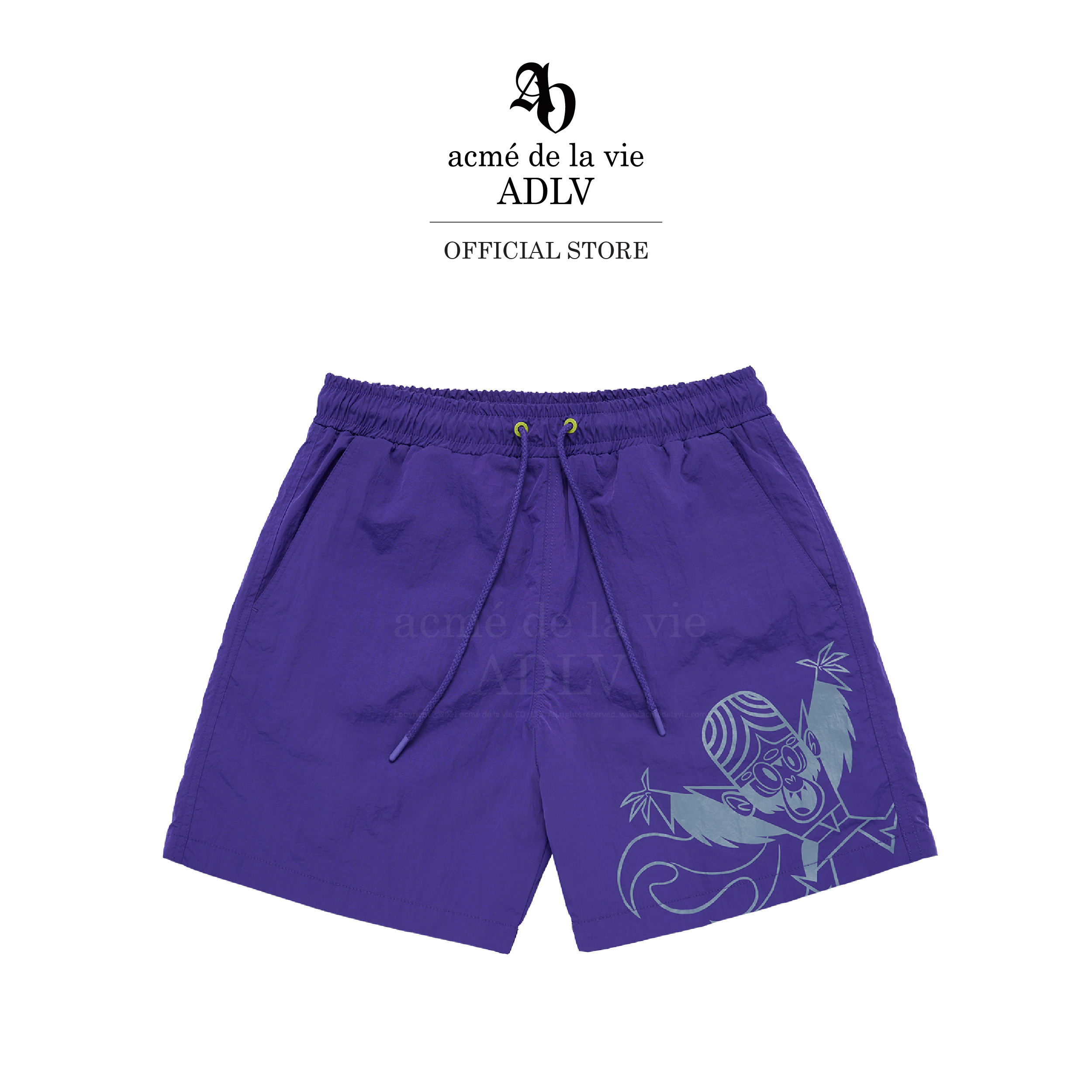 ADLV [acme de la vie] กางเกงขาสั้น รุ่น The Powerpuff Girls X Acmedelavie Mojo Jojo Artwork Swim Short Pants Purple ราคา 3,200 บาท*ส่งฟรี