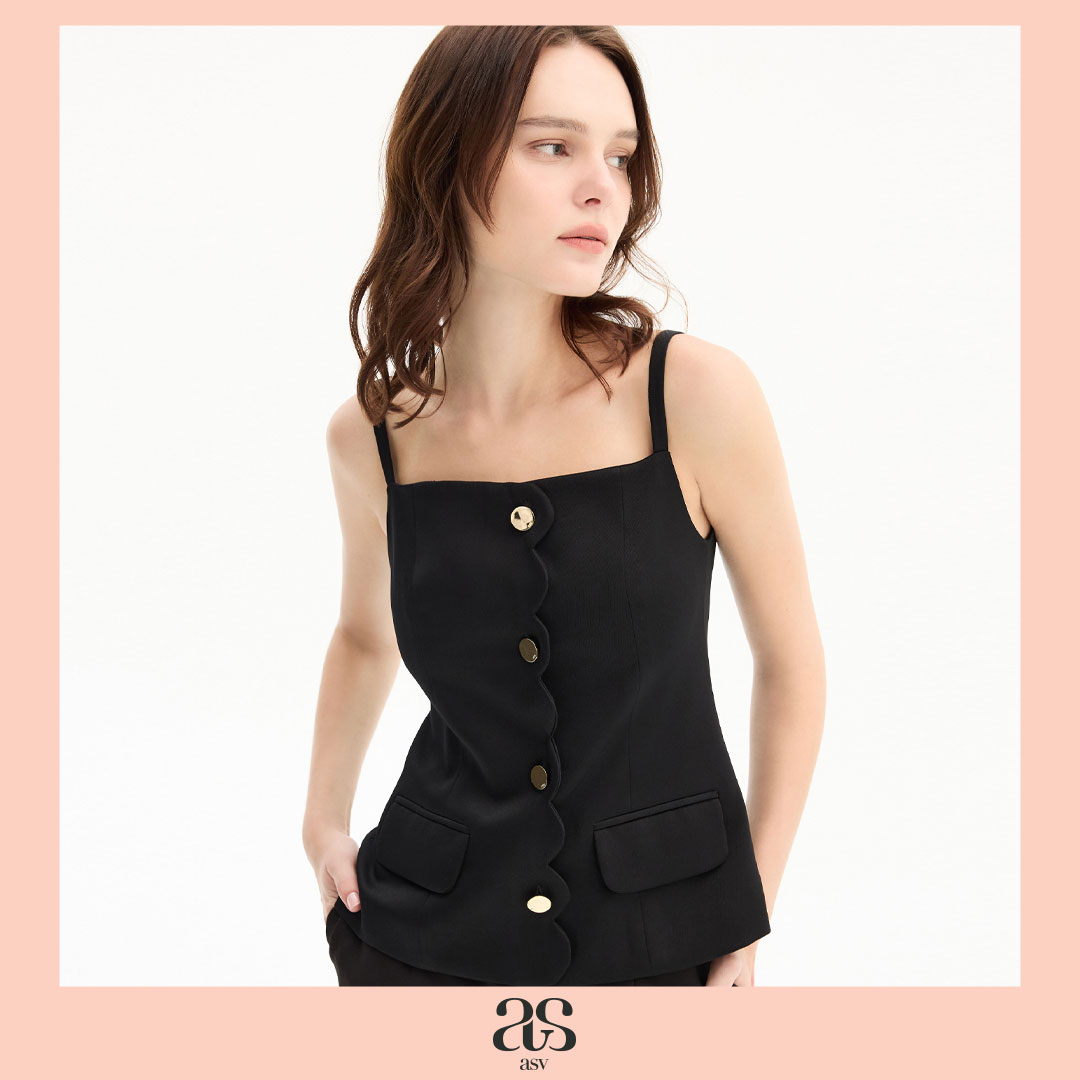 [Asv Ss26] Zoey Camisol Top, Women's Shirt, Cropped Style, Single Strap, Scallop Detail on the Front of the Shirt, Zipper on the Back. ราคา 6,840 บาท*ส่งฟรี