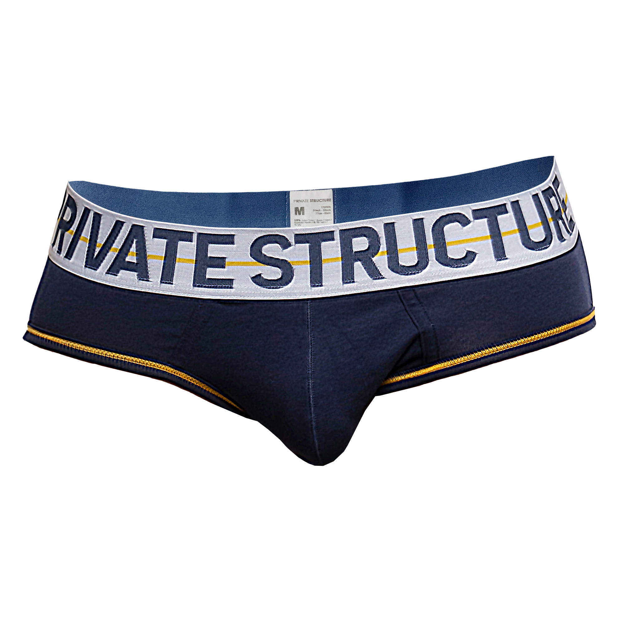 Private Structure Men's Underwear - MO-Lite Mini Brief - Navy Blue/White