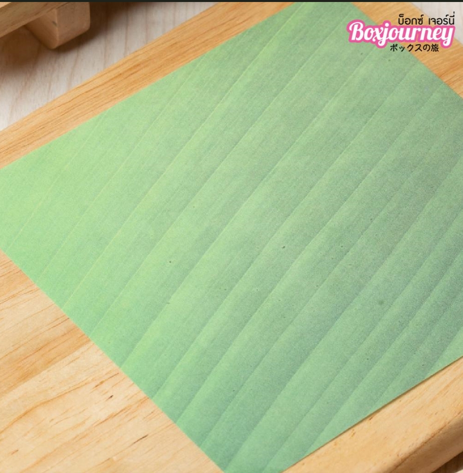 Boxjourney food paper, banana leaf pattern, size 12x12 cm. (uncoated) (100 pieces/pack) ราคา 47 บาท*ส่งฟรี