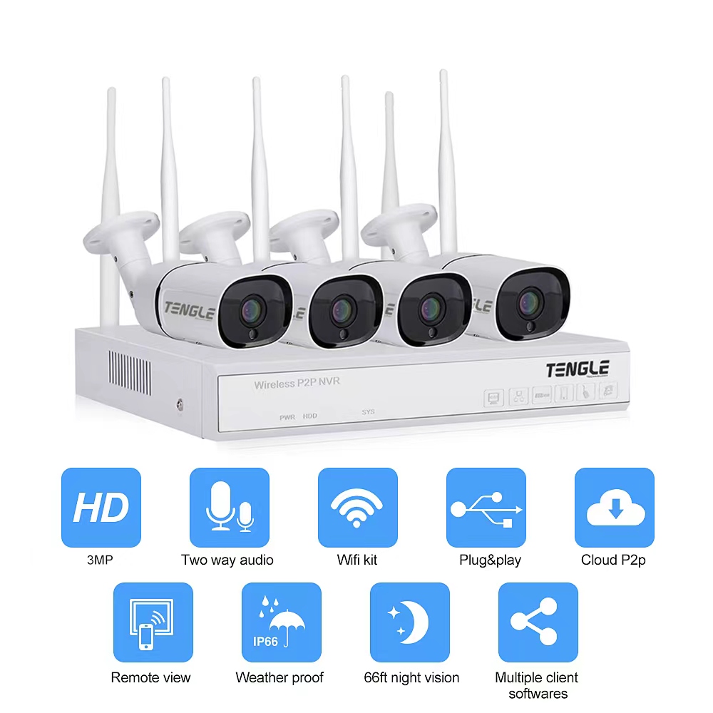 ชุดกล้องวงจรปิดไร้สาย TENGLE 3.0MP SUPER HD 1296p KiT CCTV WiFi 5G กลางคืนเป็นภาพสี บันทึกเสียงได้ ของแท้100% ราคา 5,900 บาท*ส่งฟรี