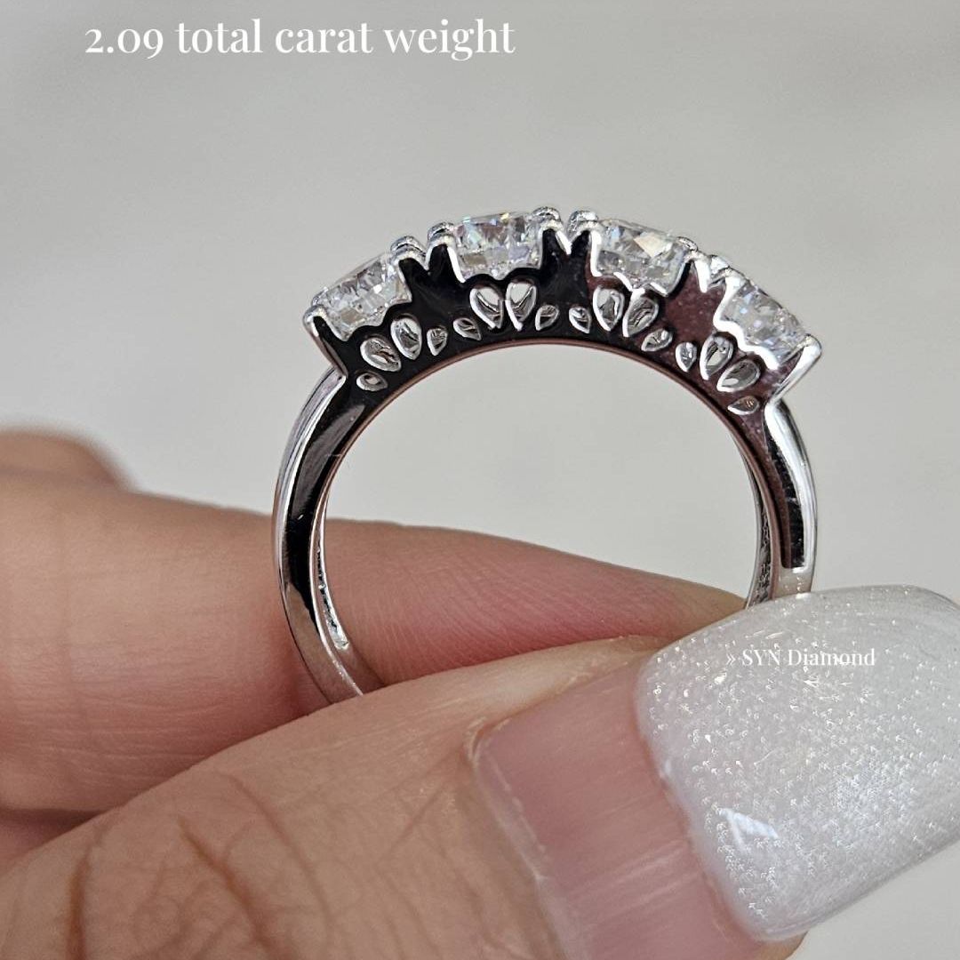 New Ring with 4 Rows of Diamonds, Total Weight 2.09Ct. 9K White Gold Size 56.5 Lab Grown Diamond, Syn Diamond # R000552 ราคา 47,000 บาท*ส่งฟรี