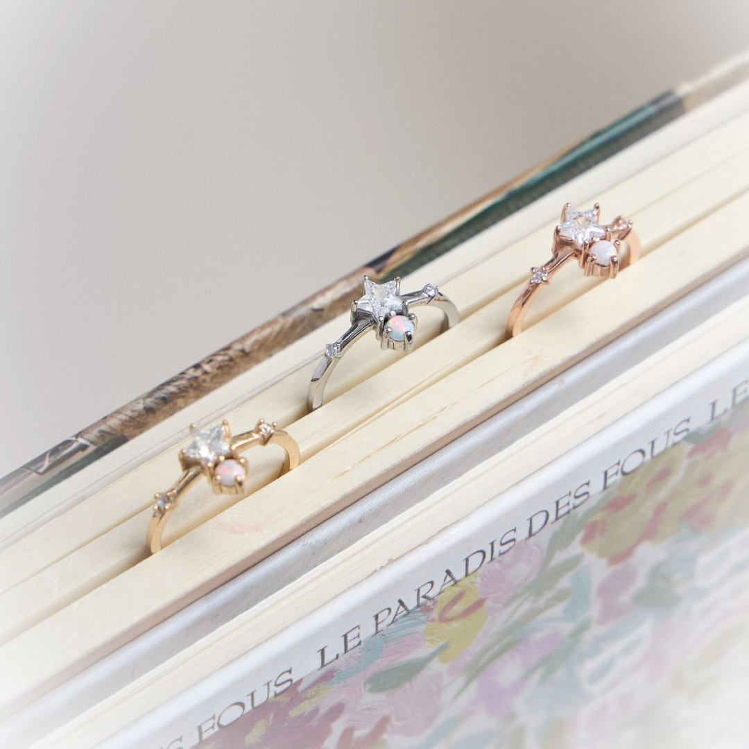 Earika.Earrings - Starlit Spell Ring Star Opal Diamond Ring, Stainless Steel Material, Can Be Worn in the Shower, Suitable for People with Sensitive Skin. ราคา 380 บาท*ส่งฟรี