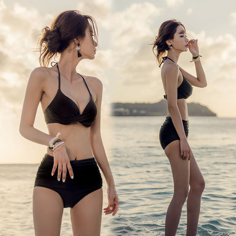 ภาพประกอบคำอธิบาย ทูพีช บิกินี่ สตาร์เกาหลี มีโครง เอวสูง ชุดว่ายน้ำ เนื้อผ้าดี มี 2 สี พร้อมส่งTwo Peace Bikini with High Waist and Brassiere Pad St Lovely Swimwear