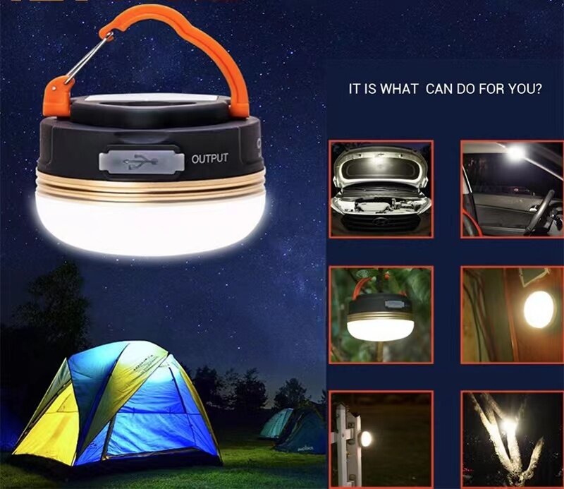 hot saleโคมไฟเต็นท์ LED ไฟเต็นท์ LED โคมไฟพกพา ไฟแคมป์ปิ้ง ไฟซาลาเปา แบบชาร์จ 1800 mAh สีวอร์มไวท์ สามารถปรับได้3 โหมด ราคา 42 บาท*ส่งฟรี