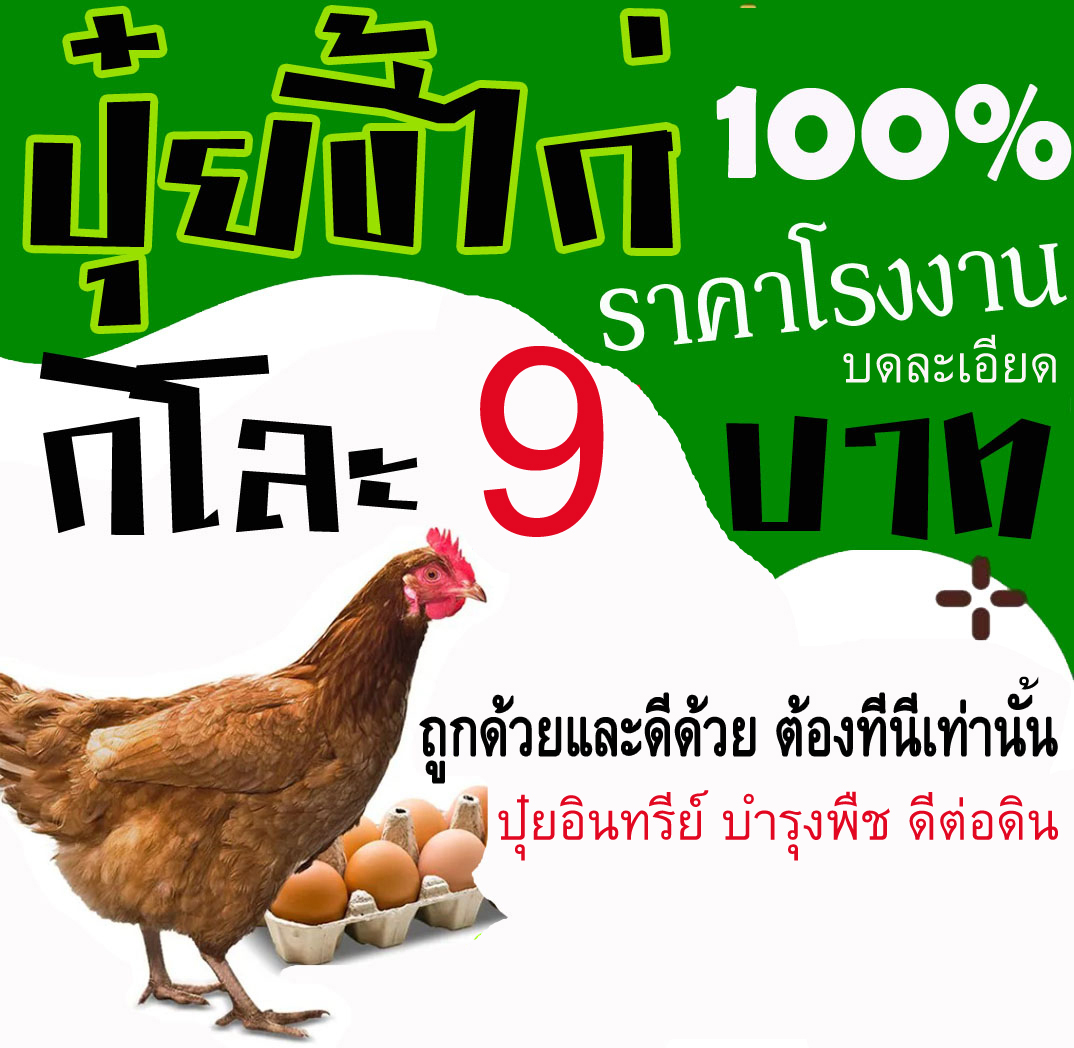 ปุ๋ยใส่ต้นไม้ ปุ๋ยขี้ไก่หมัก กิโลละ 9 บาท ถูกด้วยดีด้วย  มูลไก่ล้วนชนิดบดละเอียด ผ่านการหมักใช้ได้ทันที