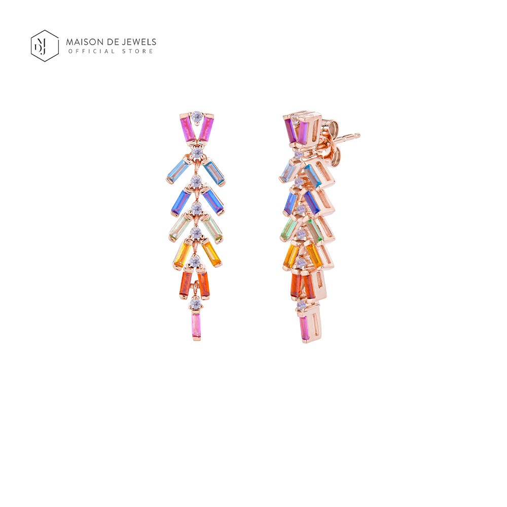 Maison de Jewels - Rainbow Dangling Confetti Earring ต่างหูเงิน โรสโกลด์ สีรุ้ง ต่างหูออกงาน ต่างหูใส่ทุกวัน ต่างหูดีไซน์ ราคา 3,380 บาท*ส่งฟรี