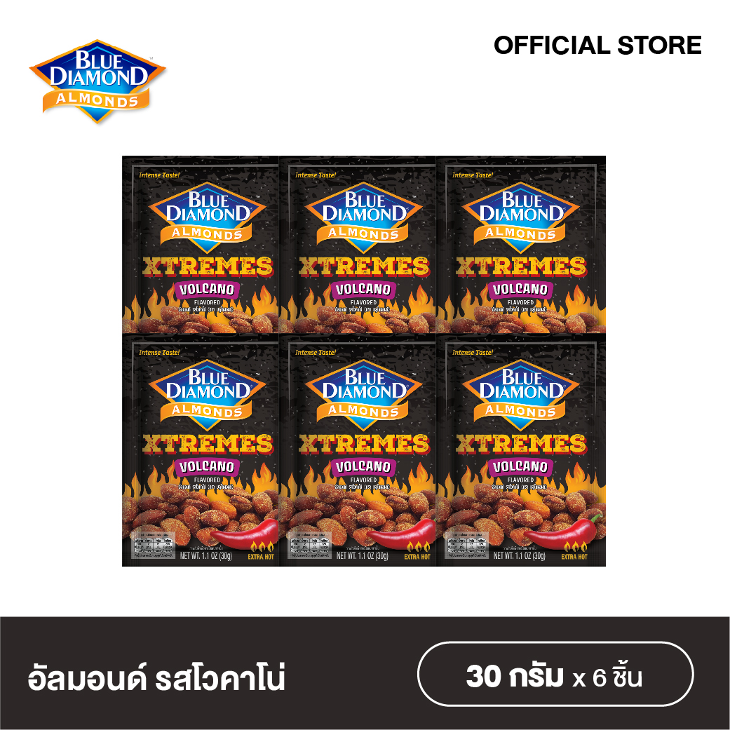 บลูไดมอนด์ อัลมอนด์ รสโวคาโน่ 30 ก. x6 Blue Diamond Almonds Volcano Flavored 30 g.x6 ราคา 180 บาท*ส่งฟรี