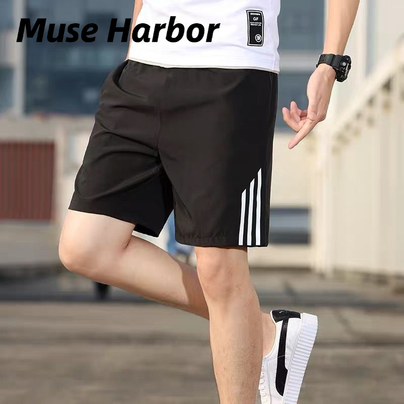 Muse Harbor กางเกงขาสั้นสามบาร์แบบบางสำหรับฤดูร้อนกางเกงกีฬาผู้ชายกางเกงออกกำลังกายยืดแห้งเร็วกางเกงห้าส่วนหลวมสบายน้ำหนักเบา ราคา 52 บาท*ส่งฟรี