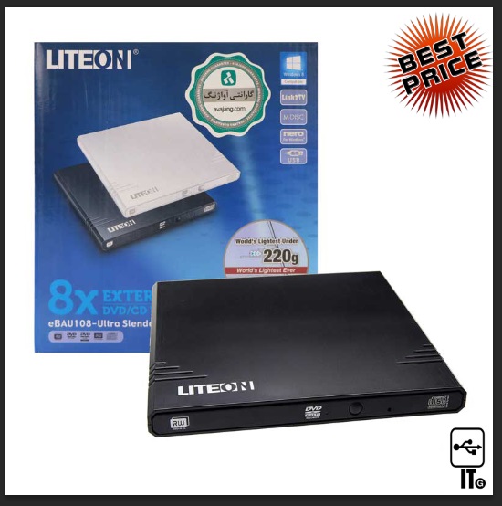 ExtSlim DVD RW 8X LITE-ON รุ่น eBAU108 Interface : USB 2.0 Read/Write Speed : 8x ประกัน 1Y