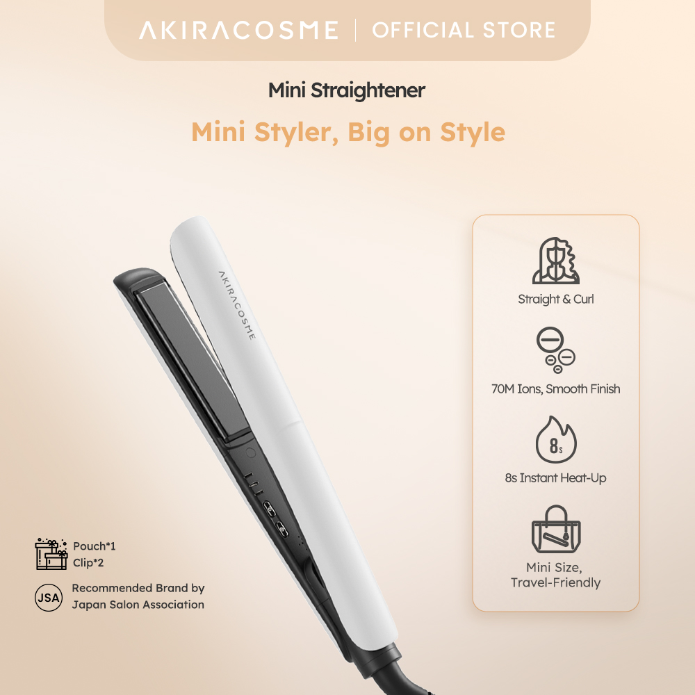 Japan AKIRA Hair Straightener Portable Mini Hair Straightener Curler Negative ions Professional Flat Iron for Hair Styling ราคา 976 บาท*ส่งฟรี