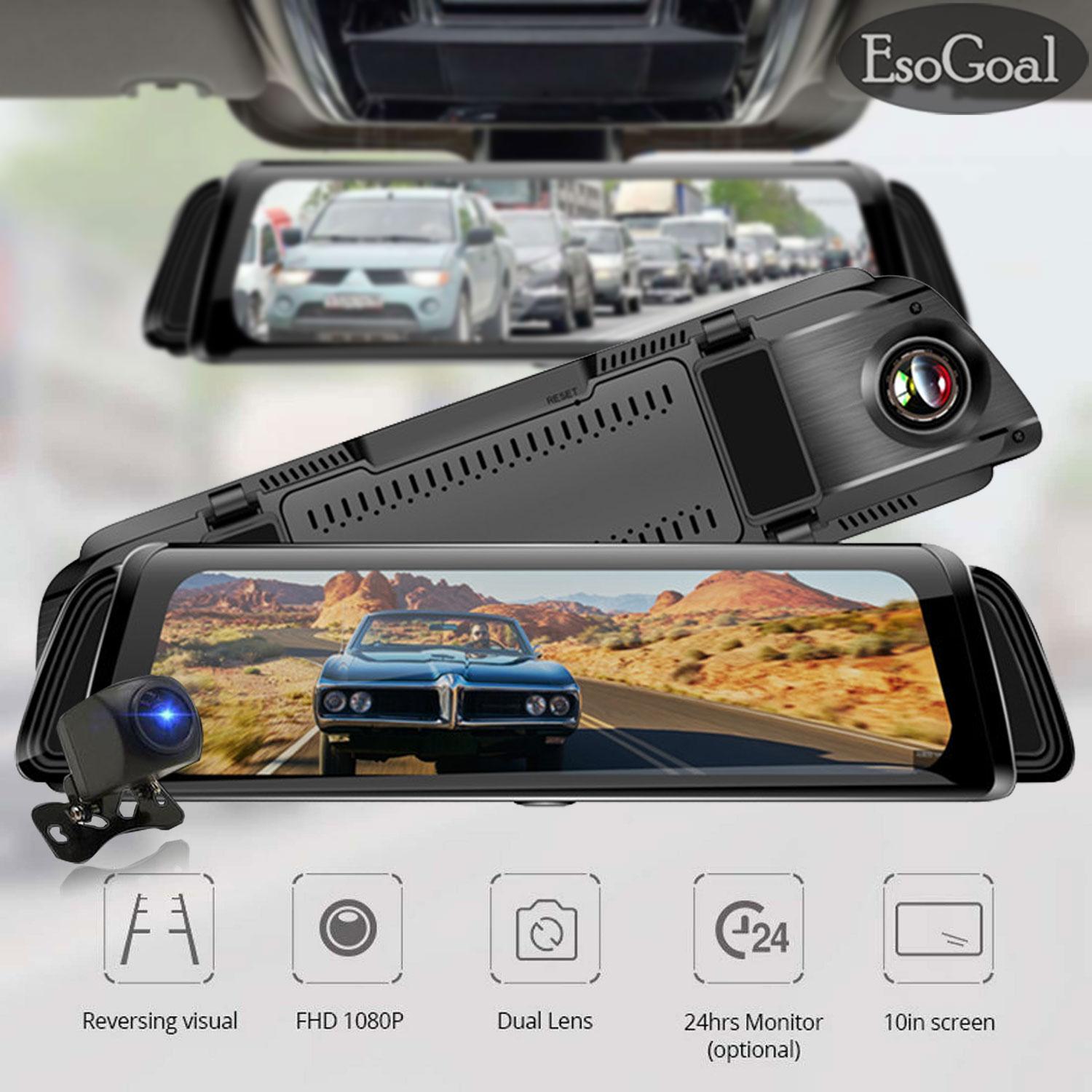 EsoGoal  กล้องติดรถยนต์ รุ่นใหม่ล่าสุดDash Cam Car Camera  Full HD DVR หน้า-หลัง  หน้าจอใหญ่ 10   ของแท้ Dual Lens 2.5D surface Touch Screen