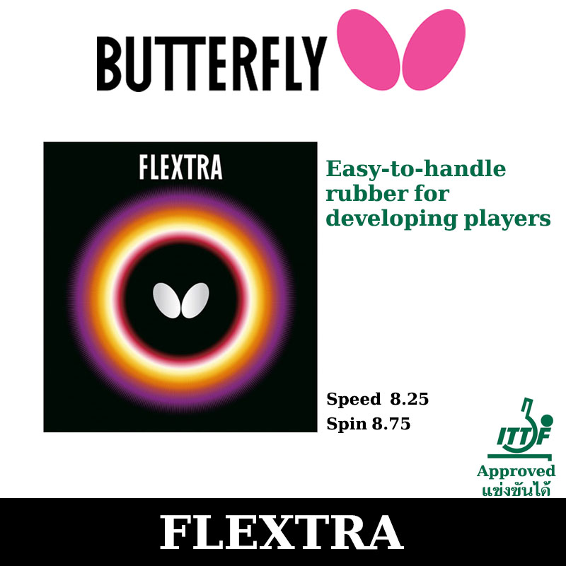 ภาพอธิบายเพิ่มเติมของ ยางปิงปอง BUTTERFLY รุ่น FLEXTRA แถมฟิมล์รักษายางปิงปองมูลค่า 50 บาท