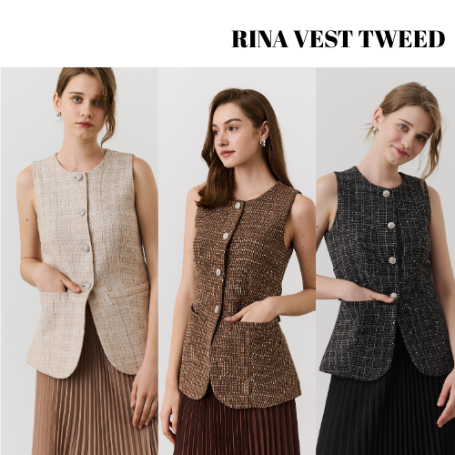 MAVE เสื้อ รุ่น Rina Vest สี Black tweed,Mocha tweed,Clay tweed ราคา 2,290 บาท*ส่งฟรี