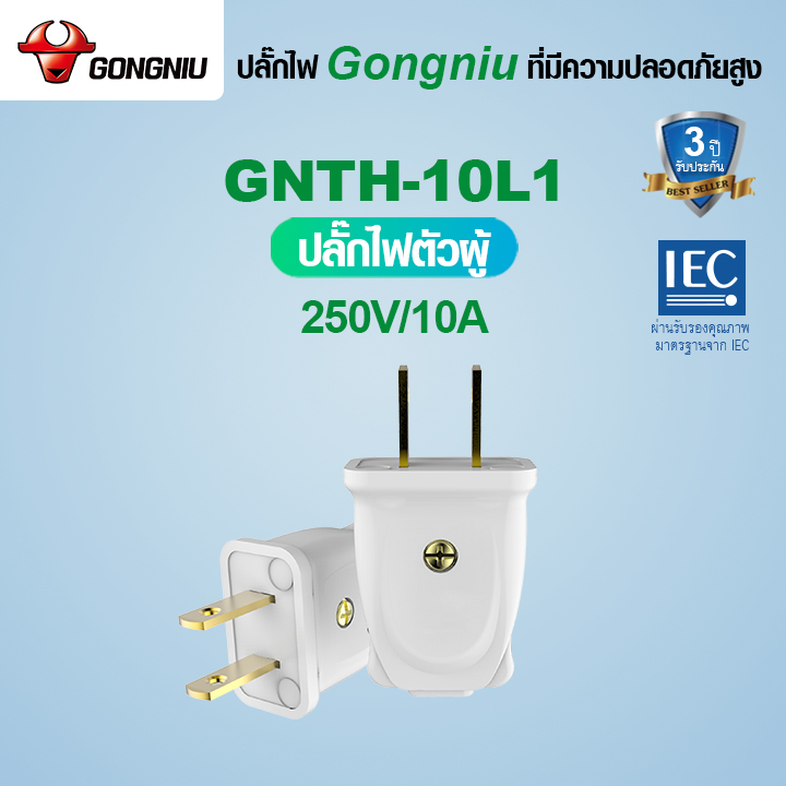 [Ehome Mall] ปลั๊กไฟตัวผู้ GONGNIU มี 2 รุ่น กำลังไฟ 250V (ราคาต่อ/ชิ้น)