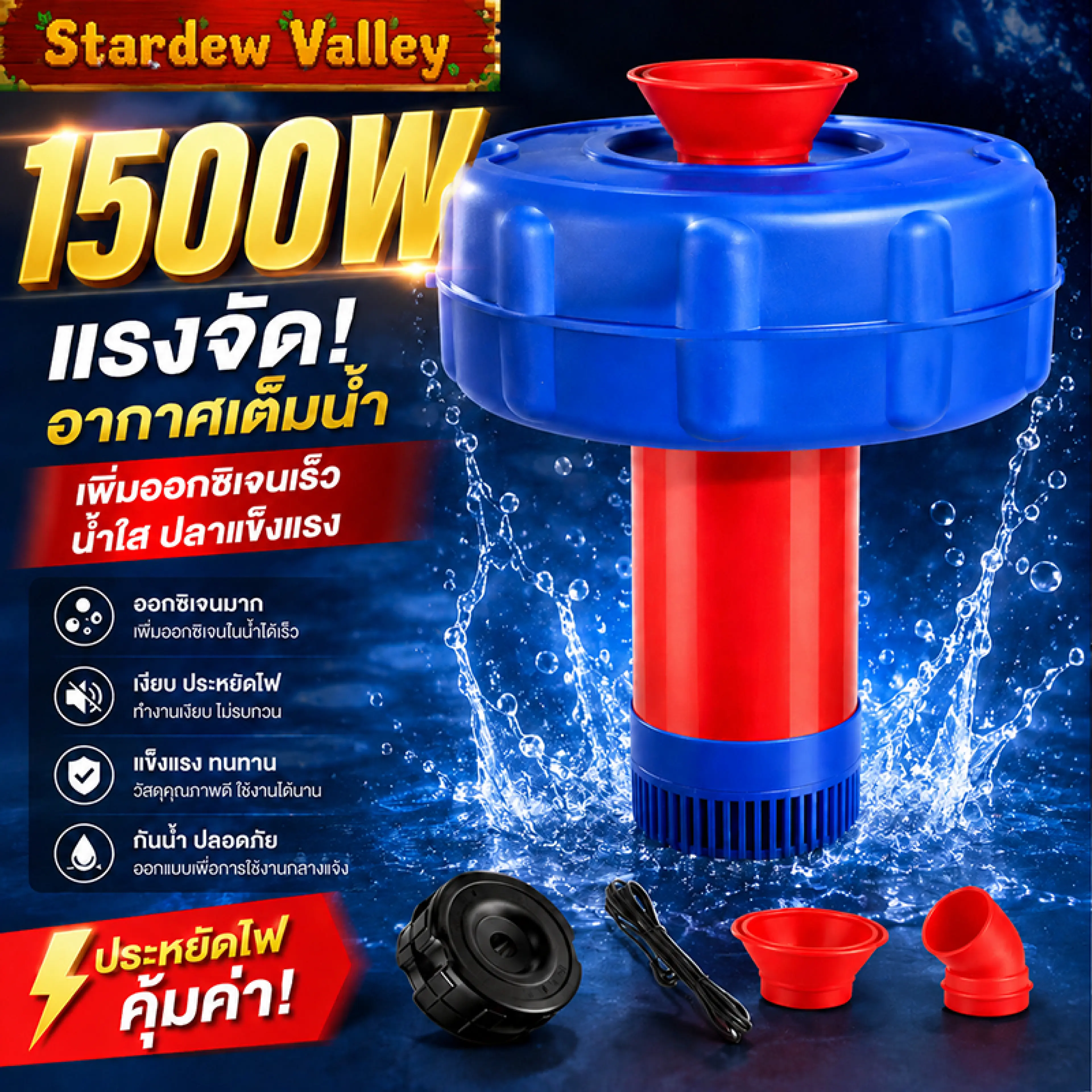 【Stable Weather Conditions 24】Hours a Day, Lucky Home Floating Oxygen Pump, 1500W, High Pressure, Energy Saving, Quiet Sound, Durable, Suitable for Fountains, Fish Ponds, Fish Ponds, Easy to Install, Adds Good Oxygen, Resistant to Sun and Rain, Fountain P