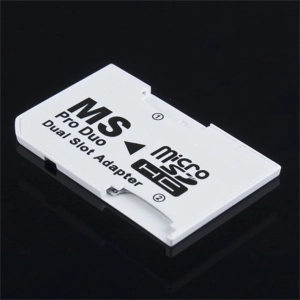 สินค้า อะแดปเตอร์ Memory Stick MS Pro Adapter Dual 2 Slot Super Speed Card Reader Micro SD TF to Memory Stick MS Pro Adapter White Duo for Camera PSP