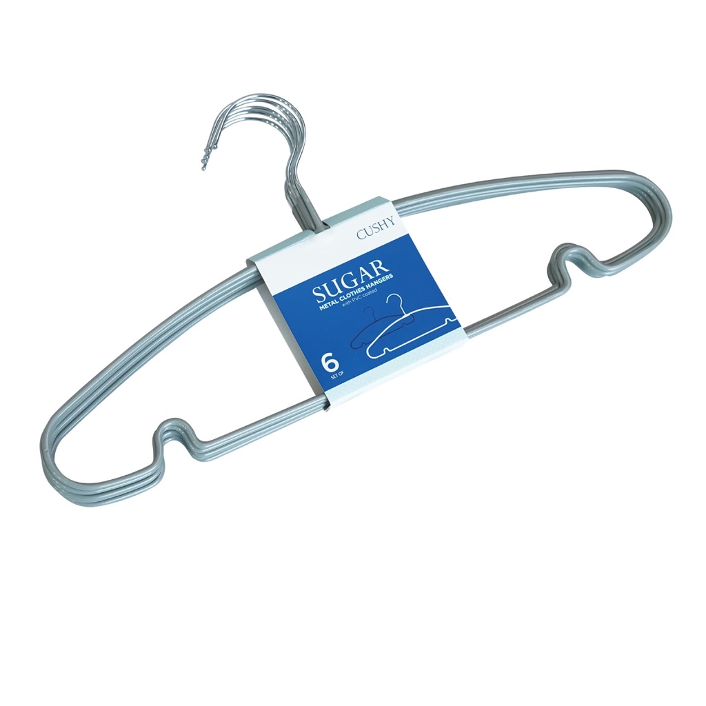 CUSHY ไม้แขวนเสื้อ เคลือบยางกันลื่น รุ่น MHS2666 6อัน/แพ็ค ราคา 138 บาท*ส่งฟรี