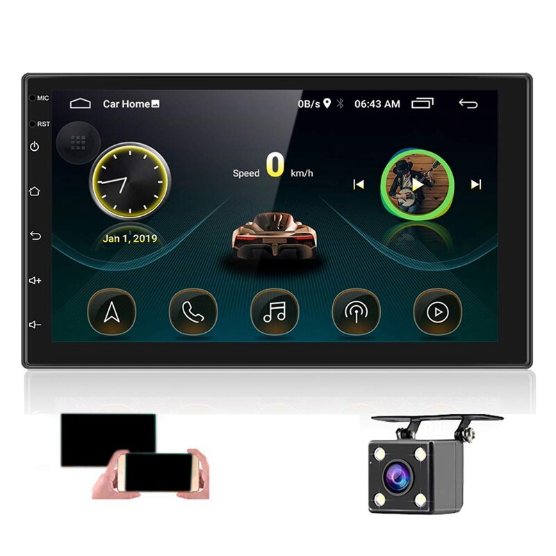 7" GPS Navigation Android 8.1 Double 2DIN Car Stereo MP5 Radio WIFI BT Camera 