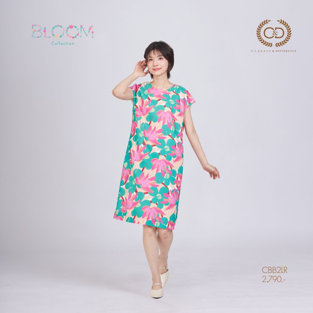 C&D Dress Bloom เดรส แขนเลย ทรงตรง สีชมพู CBB2LR ราคา 2,727 บาท*ส่งฟรี
