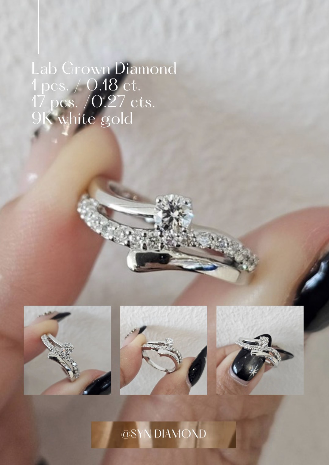 Lab Grown Diamond 💎 1 Tablet | 0.18 Carat. 17 Tablets. | 0.27 Carat. 9K White Gold Setting # 000483 ราคา 27,900 บาท*ส่งฟรี