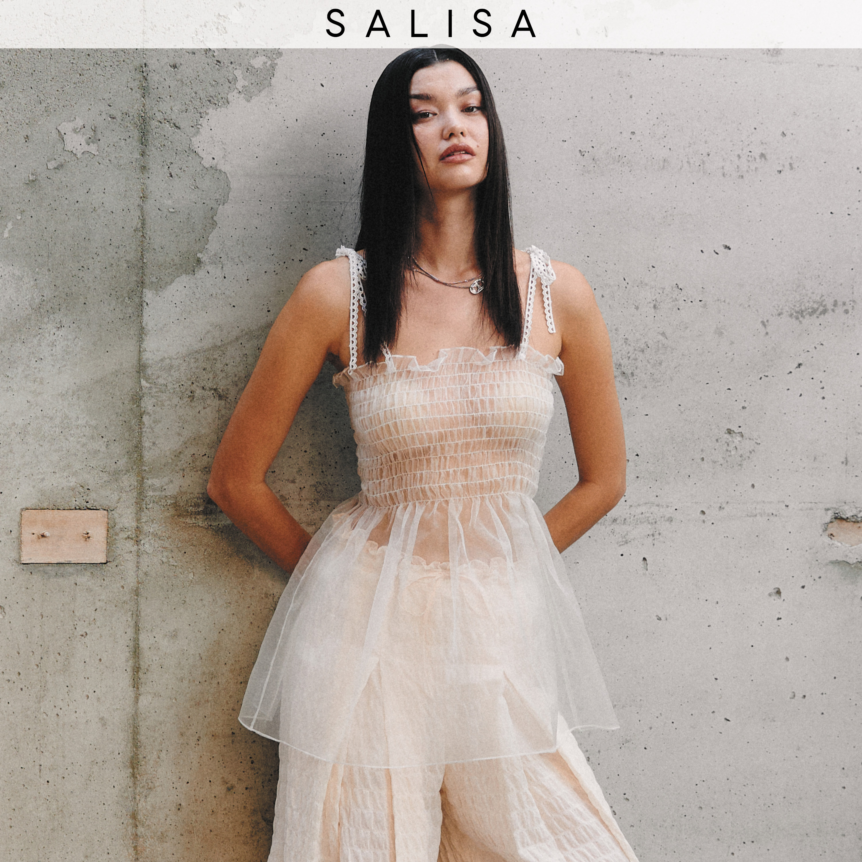 SALISA - CAMISOLE RUCHED SILK Sheer SS25 (แถมเกาะอกสีเนื้อ) ราคา 2,960 บาท*ส่งฟรี