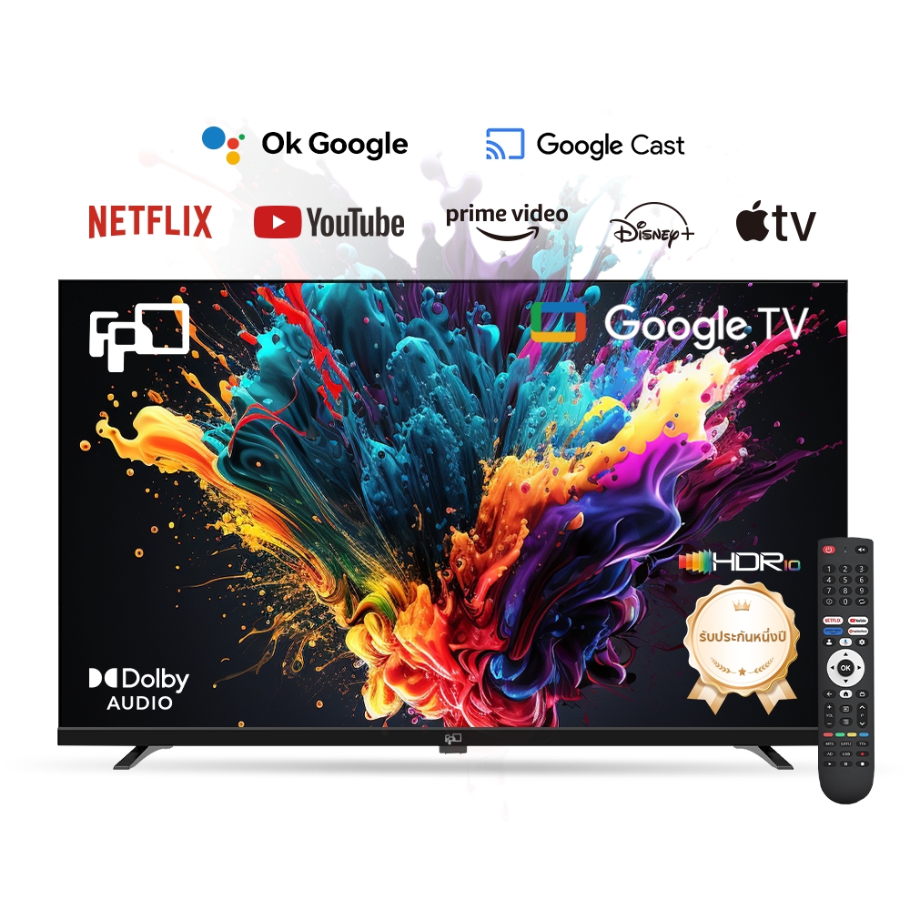 FPD Google TV 43/40/32 inch HDR10 Smart TV Voice Remote Netflix Youtube Dolby Audio Advanced Android LED TV with Google Play and Chromecast Built-in, , Stream Live TV 2024 New ราคา 4,490 บาท*ส่งฟรี