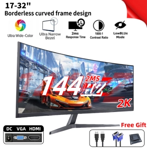 ภาพหน้าปกสินค้าจอมอนิเตอร์24 27 32นิ้ว จอโค้ง จอมอนิเตอร์เกมมิ่ง 2K144HZ HD จอ20-22นิ้ว Gaming monitor 1920 * 1080(VGA HDMI) LED  รับประกัน 1ปี 【การสนับสนุนด้านเทคนิคของ LG 】 ซึ่งคุณอาจชอบราคาและรีวิวของสินค้านี้