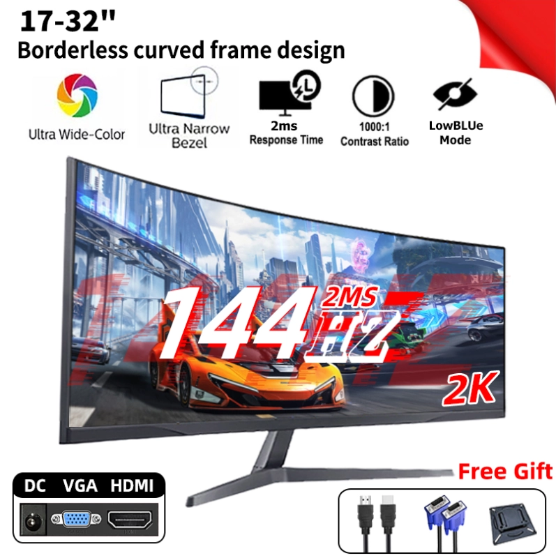 ราคาและรีวิวจอมอนิเตอร์24 27 32นิ้ว จอโค้ง จอมอนิเตอร์เกมมิ่ง 2K144HZ HD จอ20-22นิ้ว Gaming monitor 1920 * 1080(VGA HDMI) LED รับประกัน 1ปี