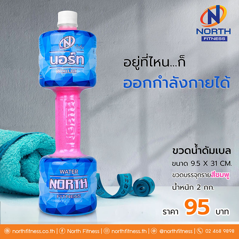 [พร้อมส่ง ถูกมาก] ขวดน้ำดัมเบล Dumbbell Water Fitness แบบใส่ทรายสี สีสันสวยงาม น้ำหนัก 2 กิโลกรัม